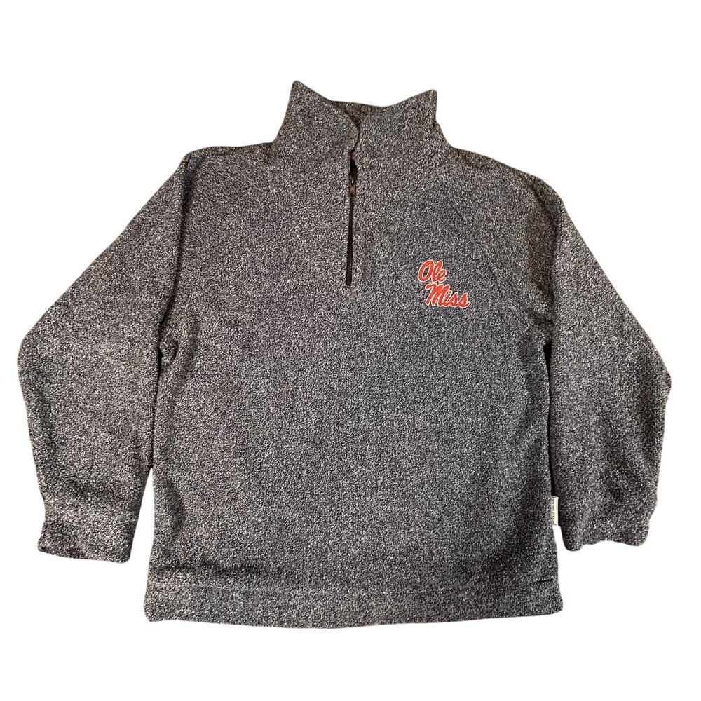 Wooly Threads Ole Miss 1/4‎ Zip Thick Sweatshirt Medium Grey Made in USA